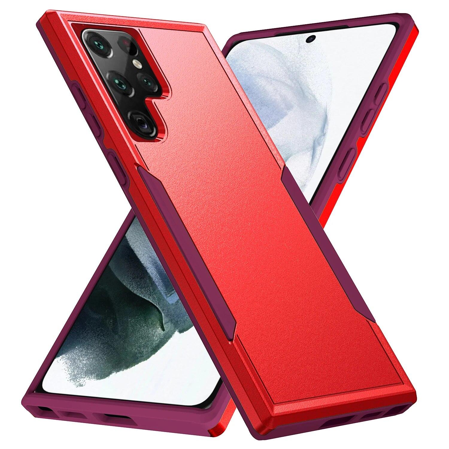

Противоударный матовый чехол для Samsung Galaxy S24 Ultra S23 FE S22 S21 Plus S20 S 24 23 22, гибридный защитный защитный чехол Samsung s24 ultra красный