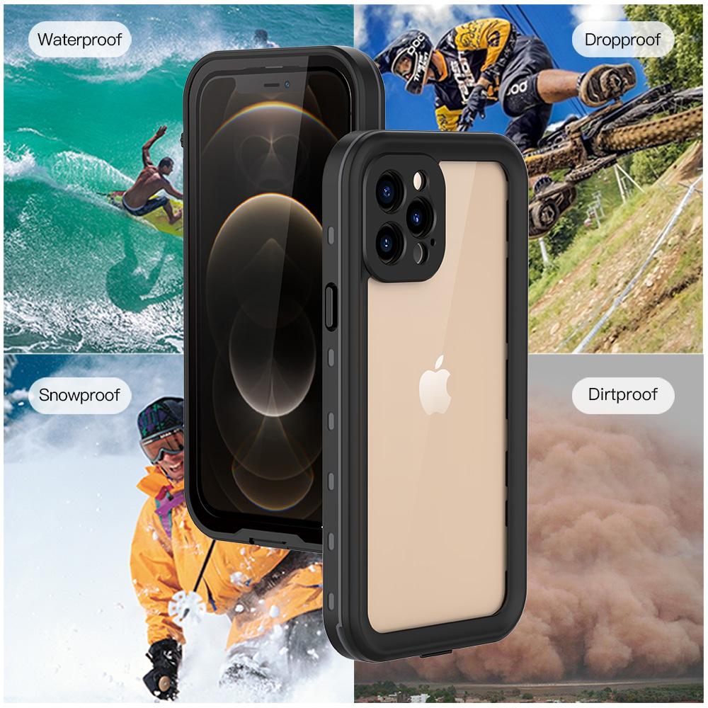 REDPEPPER Dot+ Series IP68 Waterproof Case for iPhone 12 Pro Max,PC+TPU Full Body Shockproof Clear Phone Cover