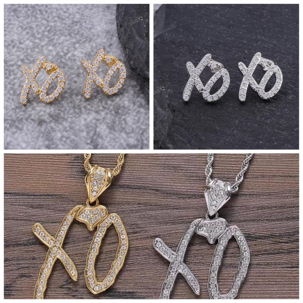 High Hip Hop XO Letter Pendant Necklace for Women Men, Fashion Creative Cubic Zirconia Exaggerated Hip Hop Rock Gift Jewelry