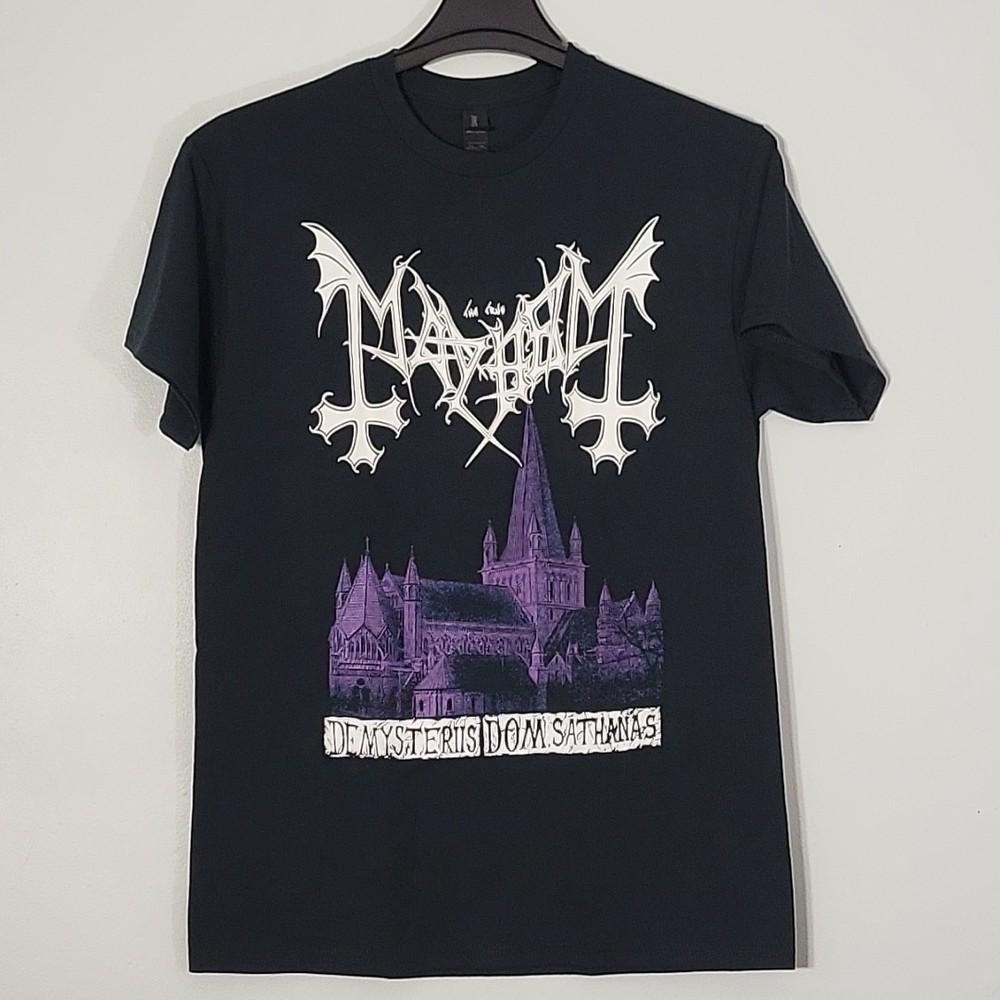MAYHEM De Mysteriis Dom Sathanas 2XL T-Shirt Black Mens Band Logo Unisex T-Shirt L