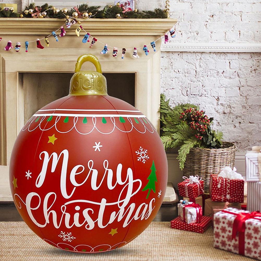 Big Sale 60cm Inflatable Christmas Ball With Light PVC Inflatable Balls Christmas Decorations Santa Claus Giant Balls Xmas Decor