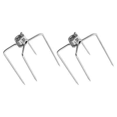 2 Pcs Barbecue Fork Metal Rotisserie Grill Meat Forks BBQ Iron Spit Rods Stick Prongs