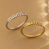 Huitan Simple Design "mama" Ring for Women Mother's Day Gift Fashion Gold Color/Copper Color Daily Wear Versatile Band Zircon