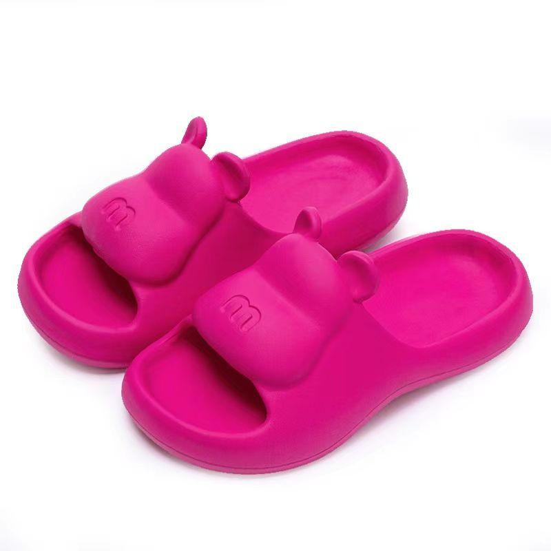 Bear Home Slippers Cartoon One-word Slippers Couple Summer Sandals Douyin Welfare Products