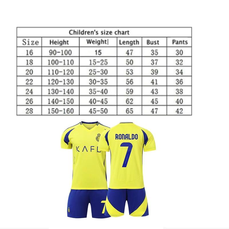 Dětské sportovní vybavení Saúdská Arábie Ronaldo Fotbalový dres 2024/2025 Tréninková sada ANUTETOUNI® Žlutý polyester