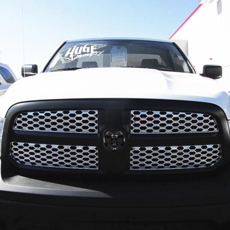 GXP1  Car Front Badge Tailgate Emblem for Dodge Ram 1500 2500 3500 HeavyDuty BigHorn 2010-2018 Skull ABS Car Sticker Pickup Decoration