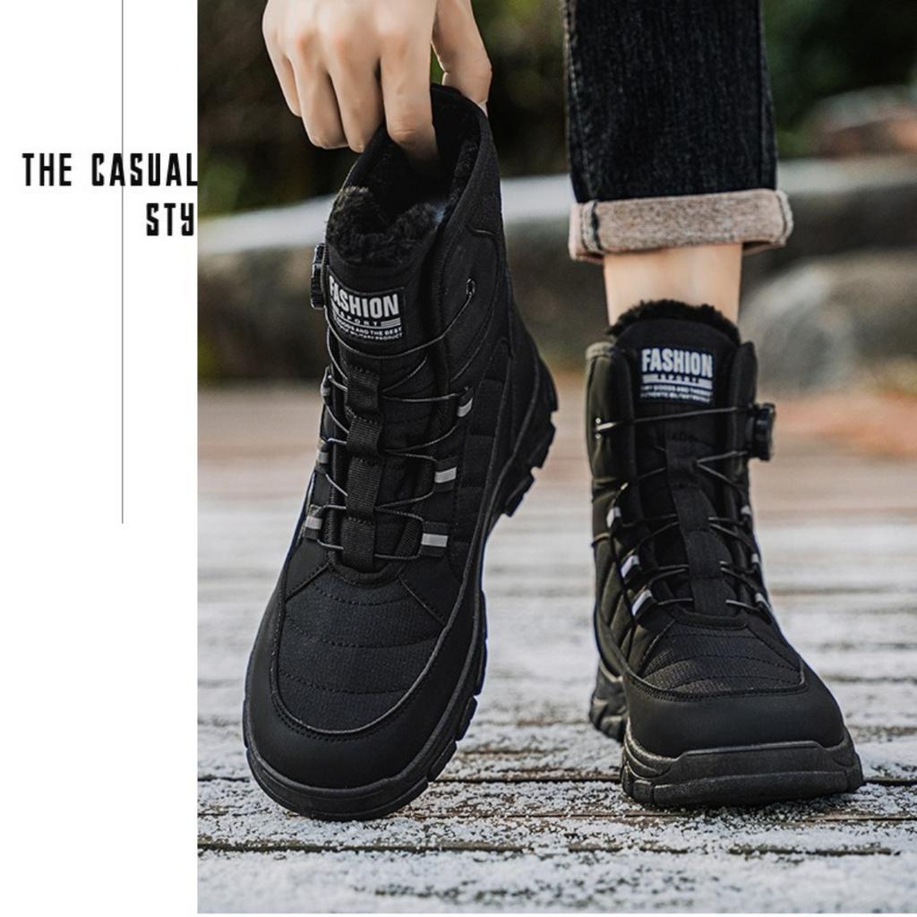 Thick Soled Shoes, Snow Boots, Plush, Thickened, Warm Shoes, Cotton Boots, Swivel Buckles, Breathable Men's Shoes