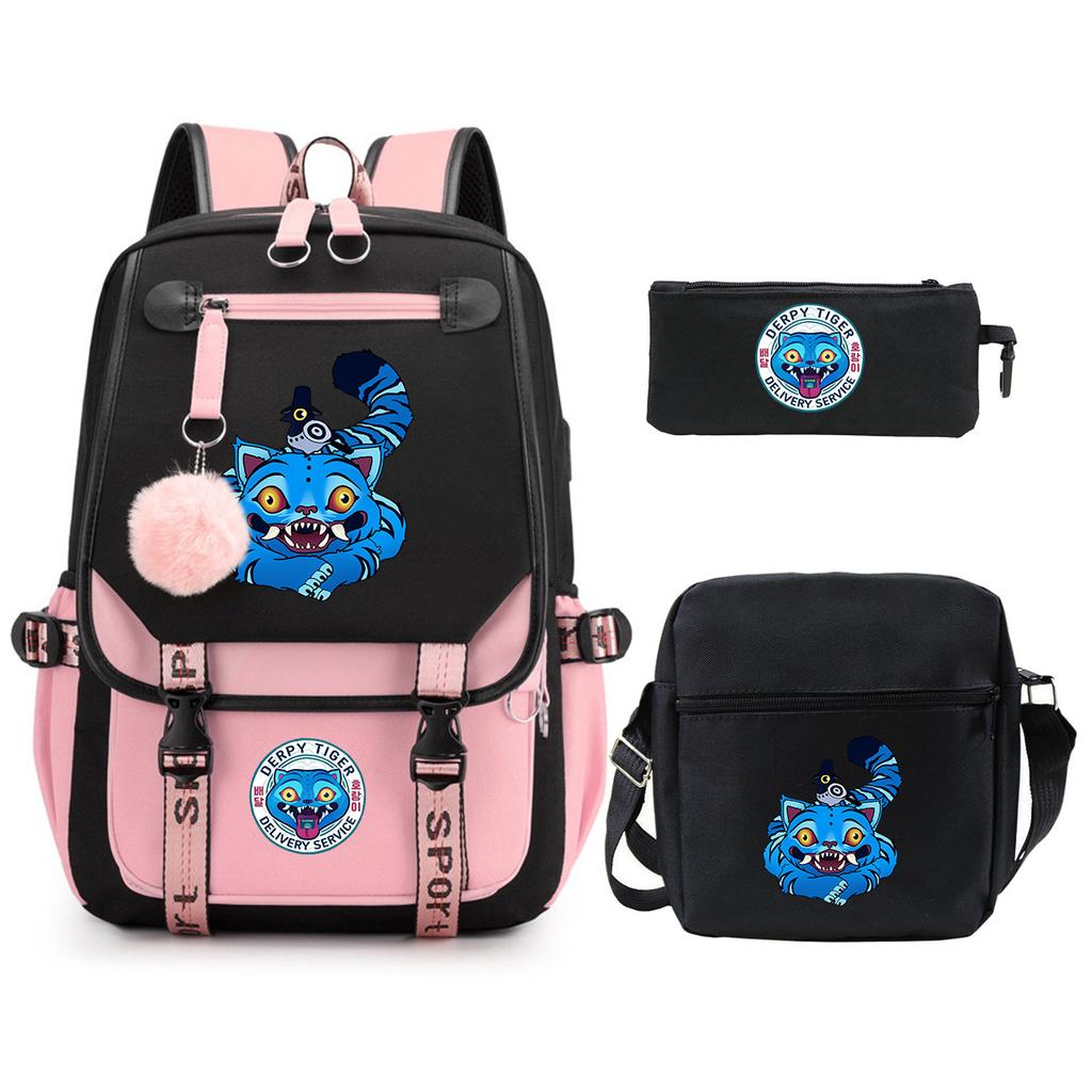 Witch Hunters Cartoon Peripheral Printing Children's Backpack Cross-border New Student School Bag Three-piece Shoulder Bag Pencil Bag