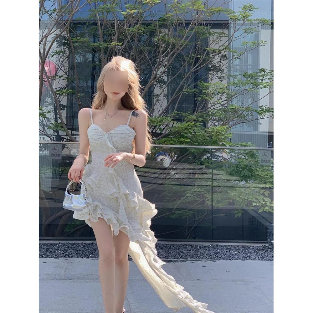 

Сладкий и пикантный топ-камезоль с оборками, летнее пляжное платье с цветочным принтом феи L (50-55 kg)