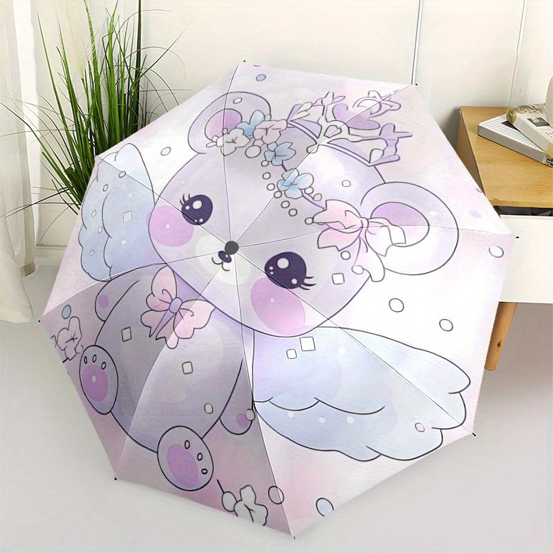 

1pc Angel Bear with Crown Pattern Beautiful Looking Automatic Folding Umbrella, 3 Folding, 8 Pole Frame Design, Durable and Suitable for Tra