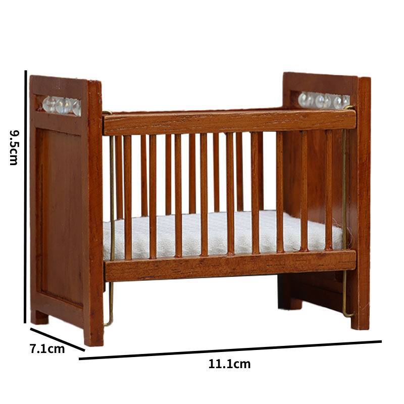 Dollhouse Miniature Furniture Set For Kids Room With Wooden Bed And Mattress