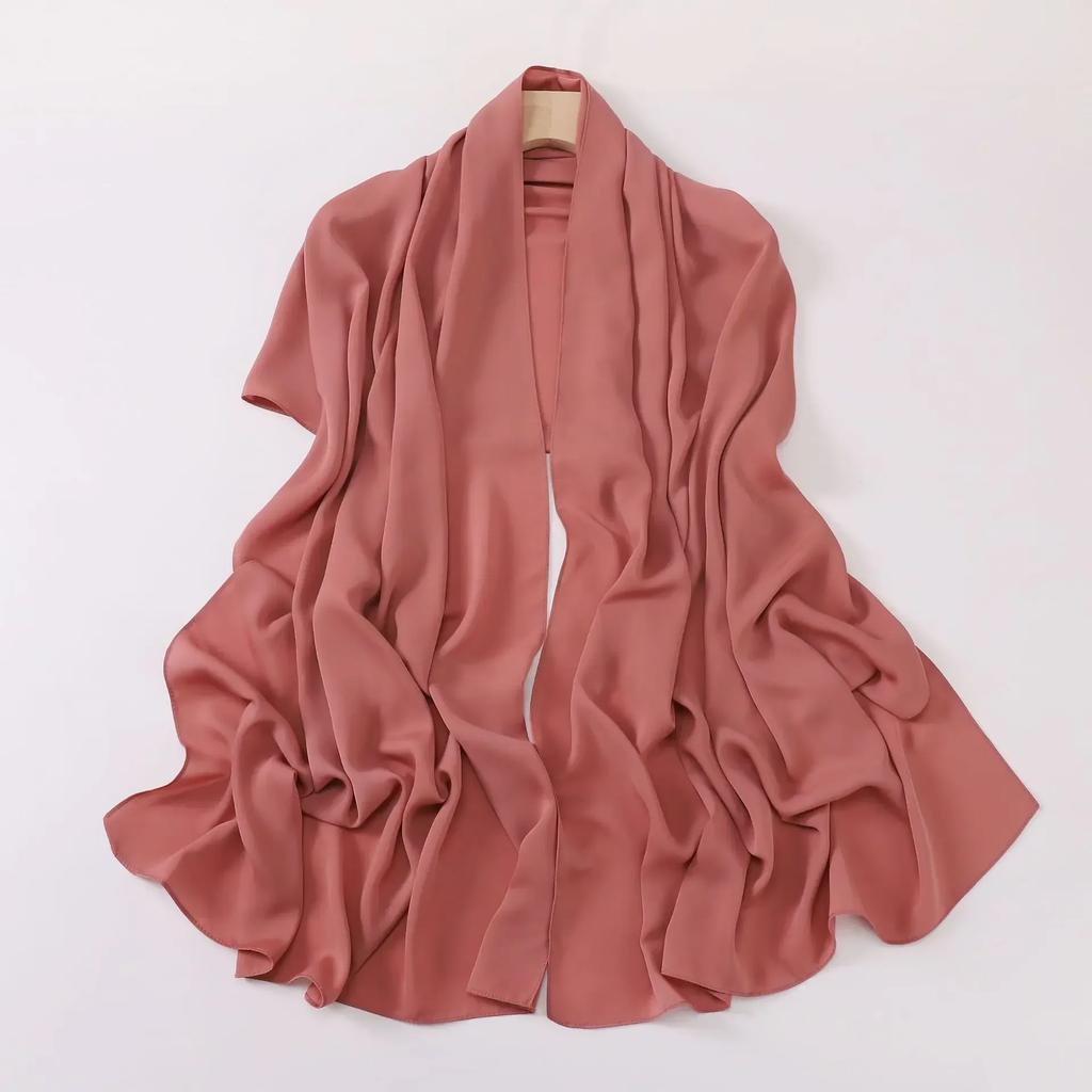 High Quality Satin Chiffon Hijab Scarf Shawls Drape Long Scarf Women'S Pleated Scarf Big Size Turbans For Women Krepp Hijabs