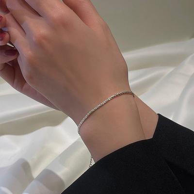 Trendy 925 Sterling Silver Sparkling Gypsophila Adjustable Bracelet Women Fashion Fine Jewelry for Wedding Gift Accessories