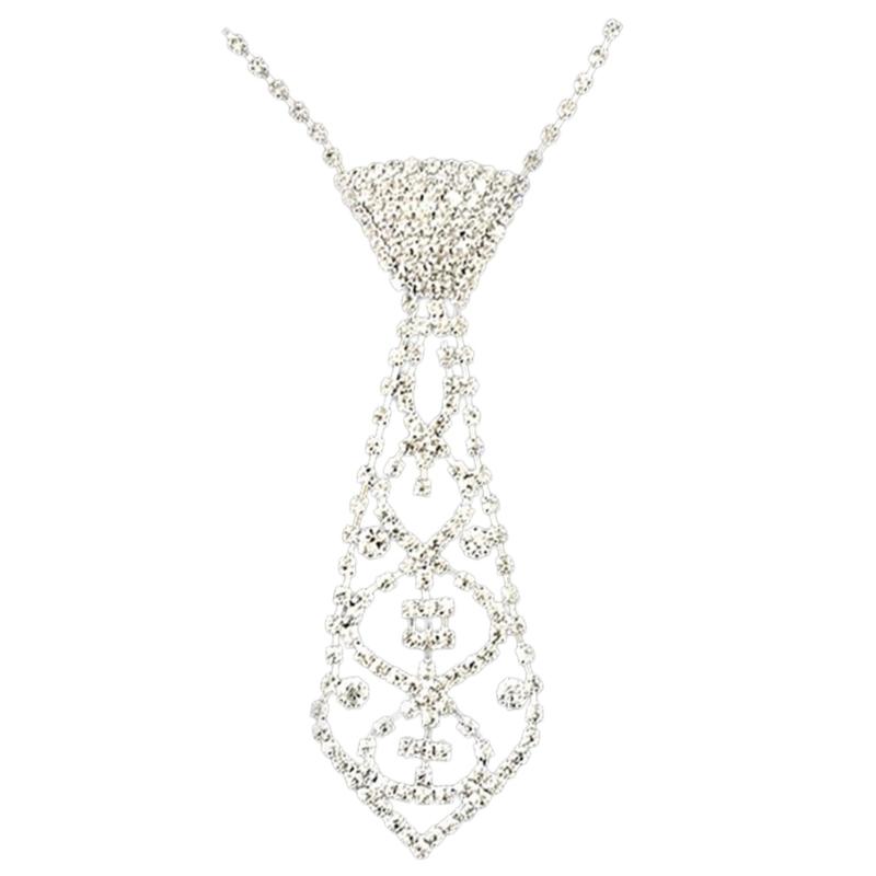 Rhinestone Neck Tie Women Rhinestone Necktie Necklace Party Costumes Jewelry Accessories Gift for Women