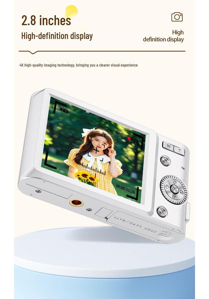 Student-Friendly 4K HD CCD Portable Digital Camera for Photos & Videos - Ideal for Campus & Travel