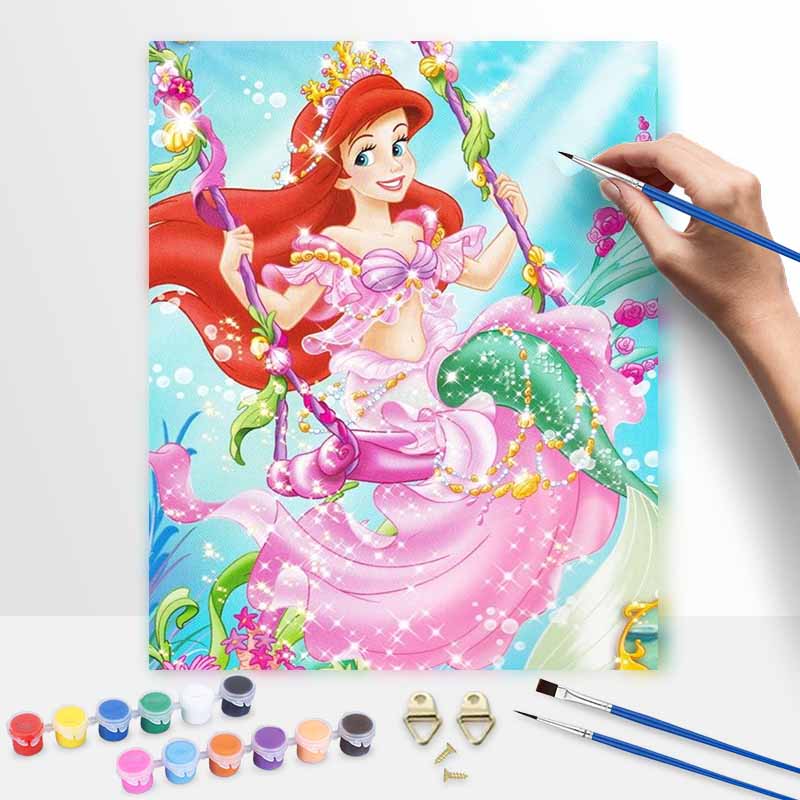 Disney Ariel oil painting kit digital painting art handmade diy home room decorations 20x30cm