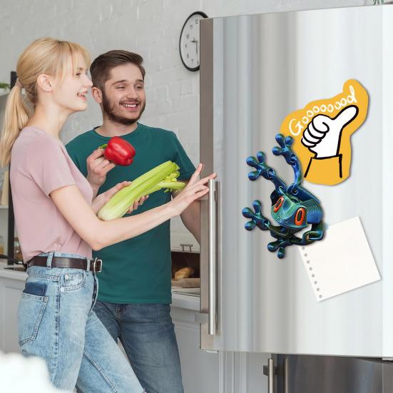 3D Printed Frog Refrigerator Magnet Movable Joints Frog Fidget Toy Articulated Animal Model Figurine Fridge Magnetic Frog Decoration Ornament