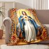 1PC Virgin Mary Sacred Heart Faith-printed Flannel Blanket Soft and Warm Suitable for Home Travel Picnics Camping and RV Use