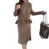 Fashion casual knitted suit autumn and winter new sweater bottoming skirt fashion soft waxy age-reducing temperament two-piece women's clothing