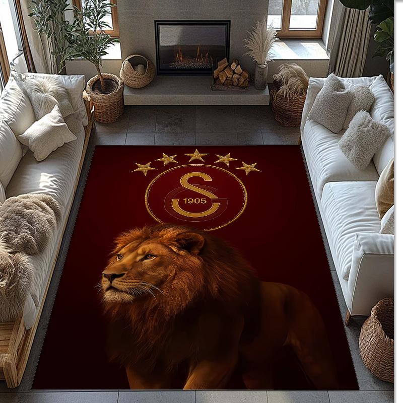 Galatasaray Fußball Aufdruck Flanell Teppich rutschfest weich Polyester Boden Teppich Indoor Dekor Matte für Schlafzimmer Wohnzimmer Sofa
