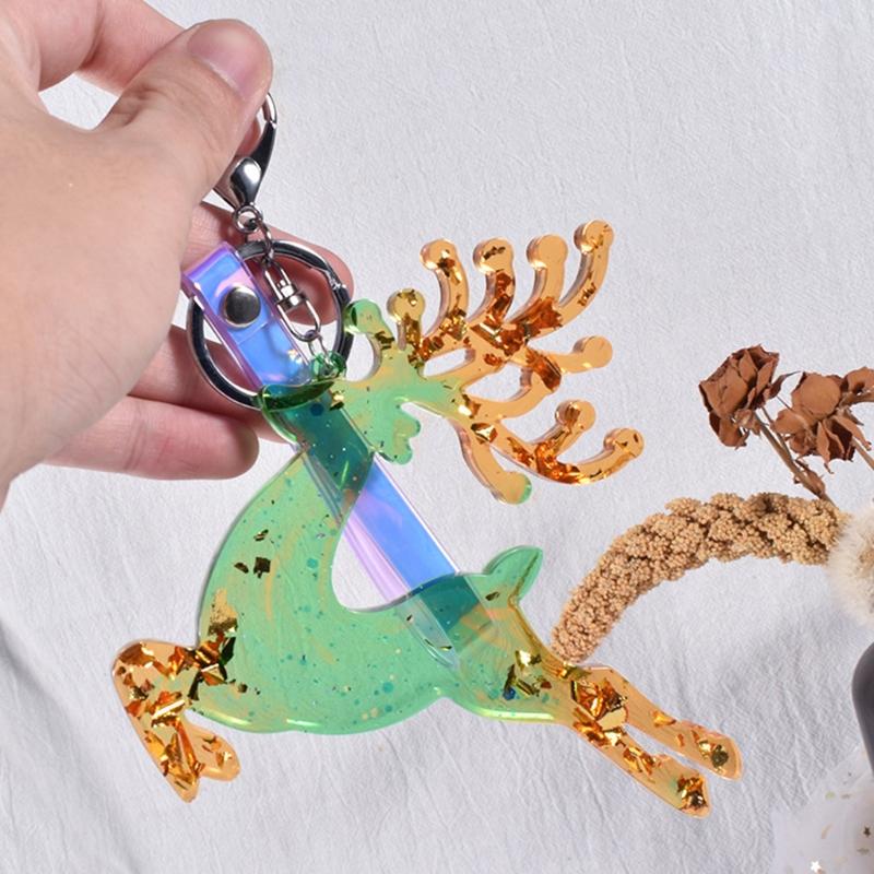 Weihnachtsrentier-Formen Handgefertigte Harz-Ornament-Formen mit Aufhängeloch Einfache Entformung Ohne Rückstände für Schlüsselanhänger DIY-Bastelarbeiten