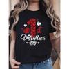 Plus Size, 1st Valentine's Day Graphic Print Plus Size Women's T-shirt, Short Sleeve Crew Neck Casual Top for Summer & Spring, Women's Clothing