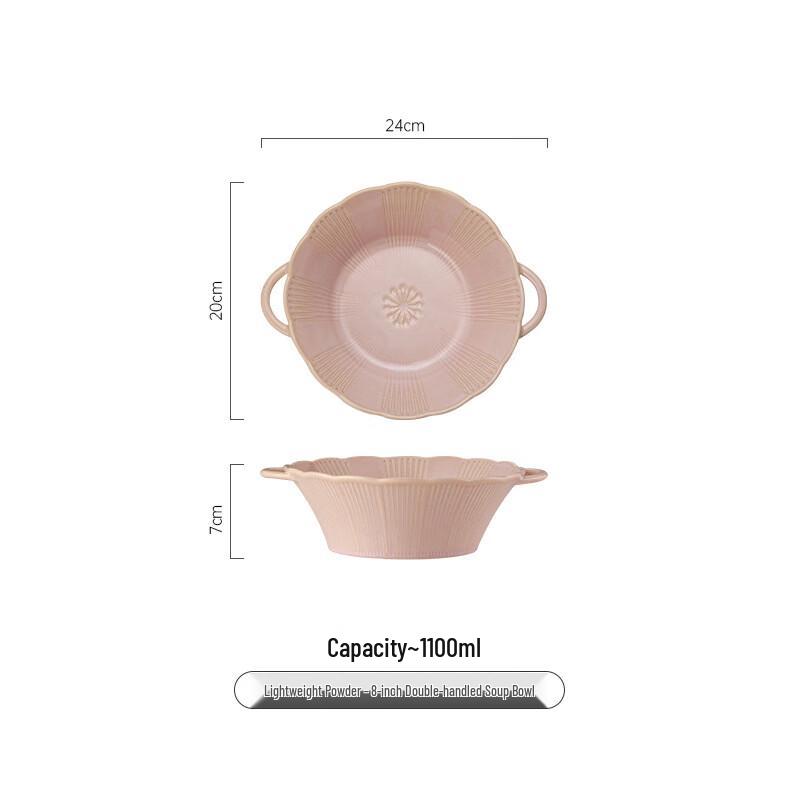 Retro Kiln Glazed Double-Handle Ceramic Bowl