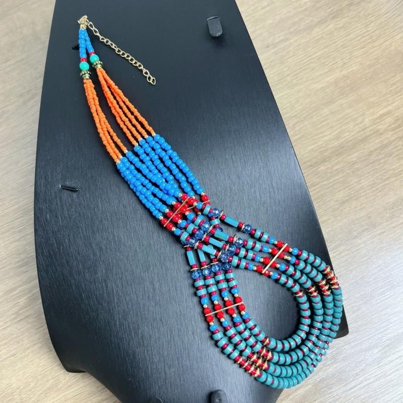 Etniskt Halsband och Örhängen Set Med Pärlkedja För Kvinnor