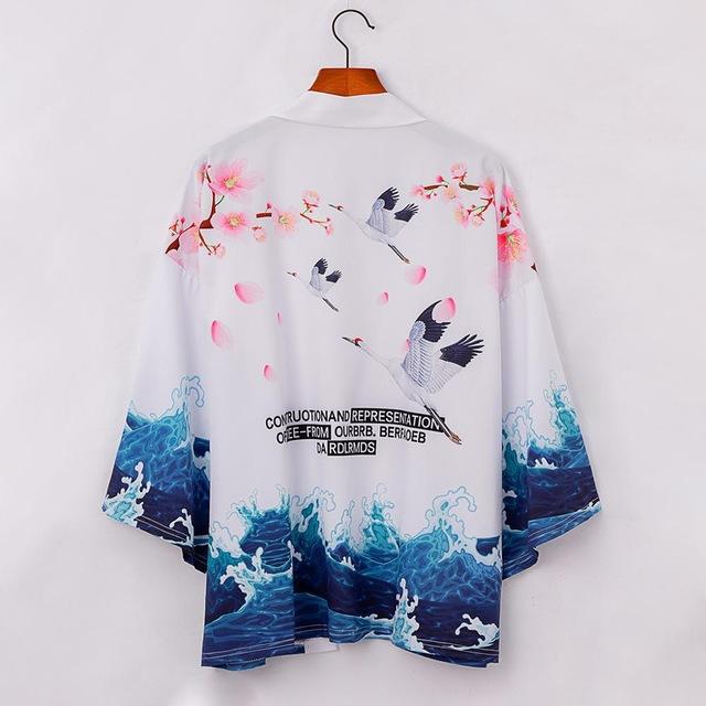 Harajuku Kimono Streetwear moda samuraj Cosplay japońska męska męska kimono Yukata tradycyjna szata