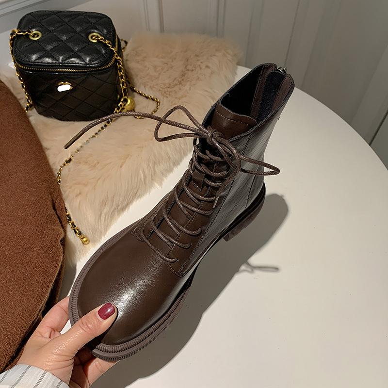 

Новая осенне-зимняя женская обувь бархатные ботинки Мартин модные крутые на толстой подошве ретро коричневые короткие ботинки женские ботинки 40