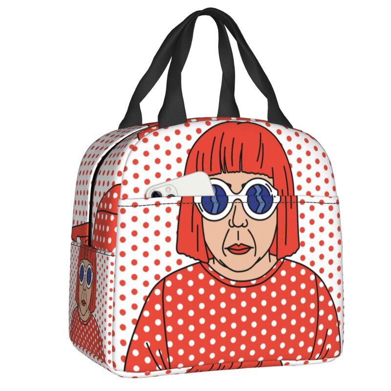Custom Yayoi Kusama Abstract Painting Insulated Lunch Bag for Women Resuable Cooler Thermal Lunch Box Kids School Children