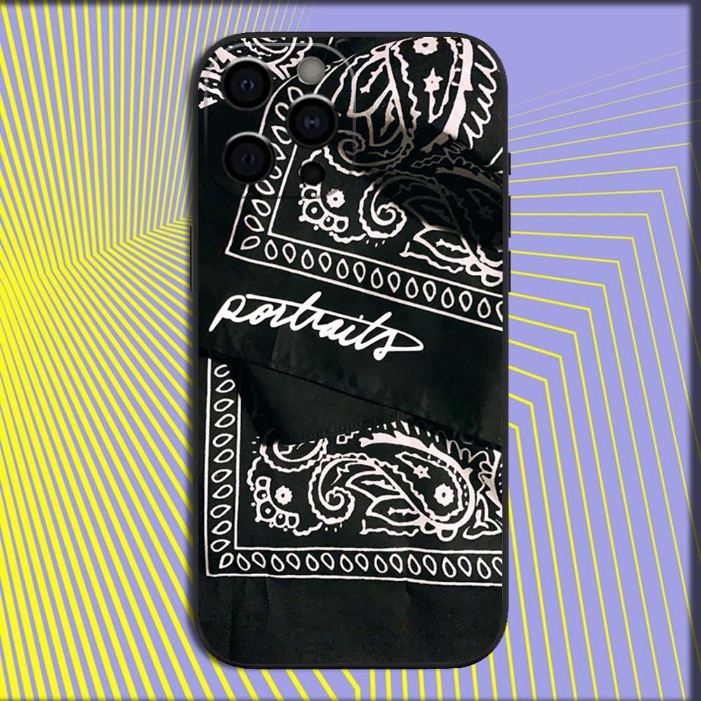 Bandana Pattern Phone Case For iPhone 16,15,14,13,12,11,Pro,X,XS,Max,XR,Plus,Mini Soft Black Cover