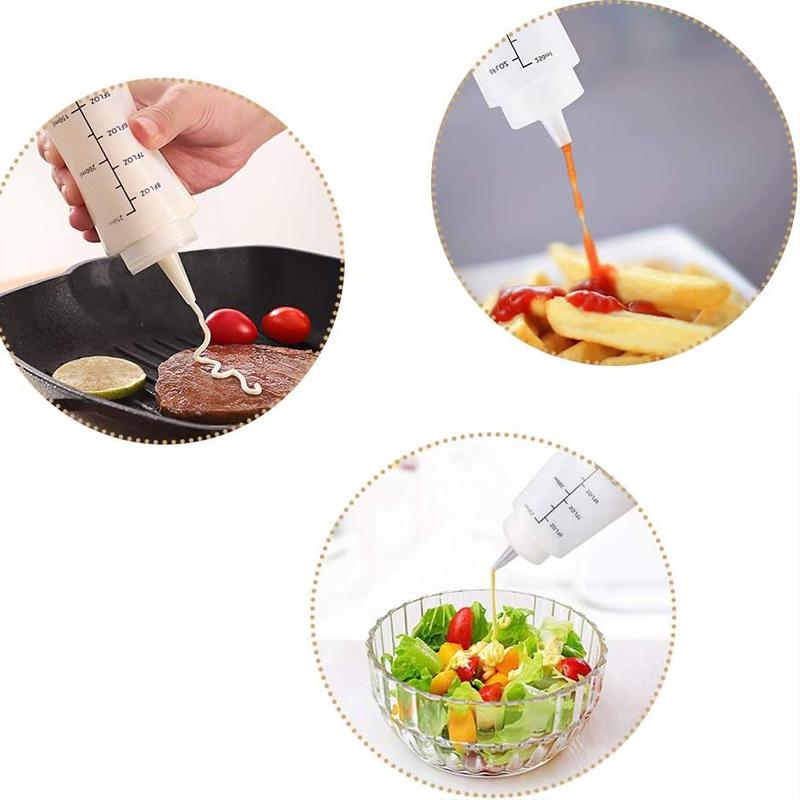 5Pcs 120-1000ml Plastic Sauce Squeeze Bottle Multipurpose Squirt Bottles Condiment Container For BBQ Oil Salad Dressing Kitchen