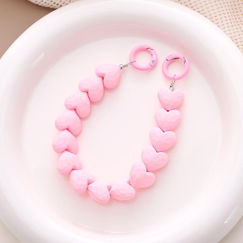 

Touch Paint Cut Peach Heart Beaded Phone Chain Hanging Chain Phone Case Carrying Chain