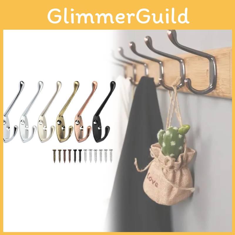 Modern Zinc Alloy Double Coat Hook For Bathroom And Closet Storage