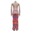 Women's Fashion Sleeveless V-Neck Backless Printed Maxi Dress