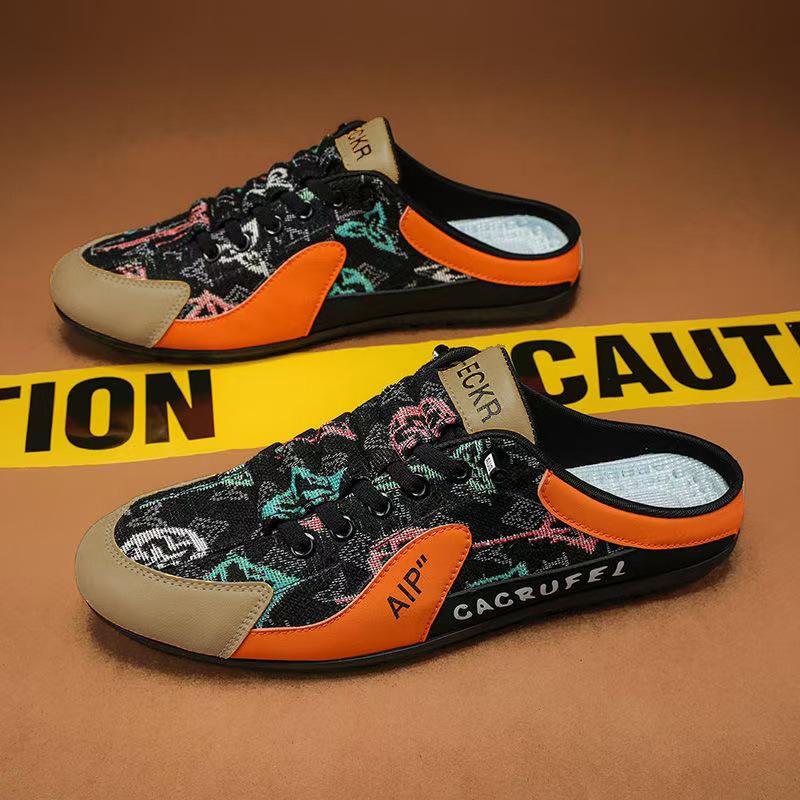 Baotou Half Tray Men's Shoes 2025 New Breathable Heel-free Forrest Gump Shoes Outdoor One-pedal Lazy Shoes Men