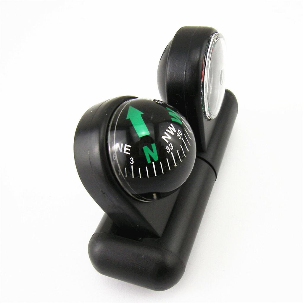Universal VAN TRUCK TRAILER 2 IN 1 REMOVABLE CAR COMPASS AND THERMOMETER Black