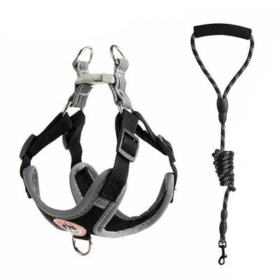 Yukigogo Round Leash Reflective Dog Harness + Lead Leash, Black, 2 Sets