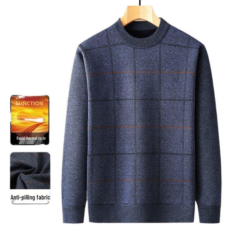 Dad's Velvet-Lined Winter Sweater: Warm and Thick Cardigan for Middle-Aged and Elderly Men