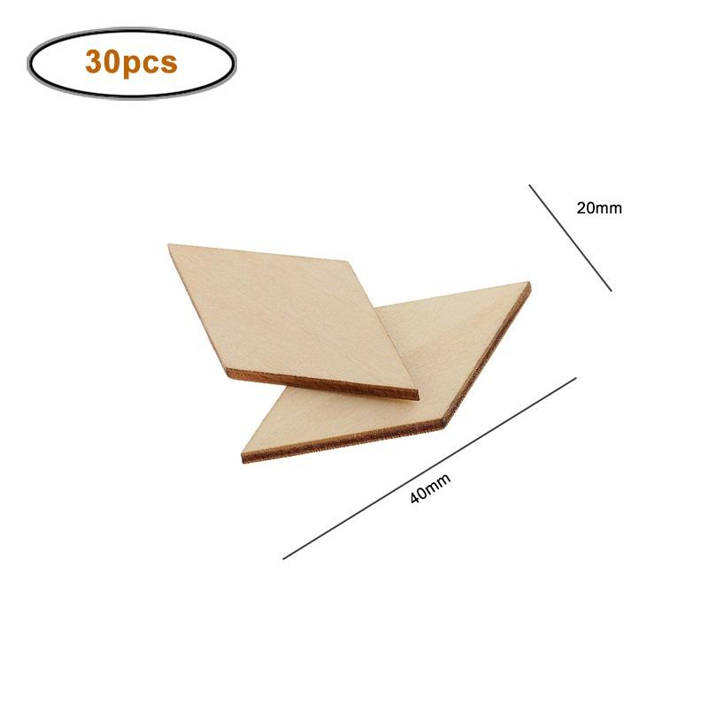 

2/4/8cm Unfinished Wood Natural Unpainted Wood Rhombus Cutout Shape Wood Slices Embellishments Ornaments for Wedding