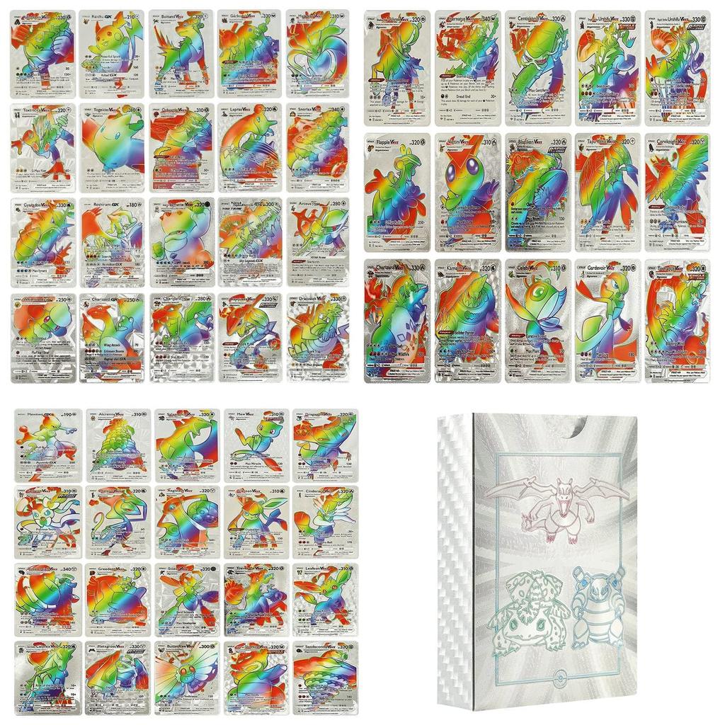 55 Pezzi TCG Carta Assortita Foglia Oro, Carta GX V- DX Charizard Carta Comune/Non Comune Carta V-max Collezione