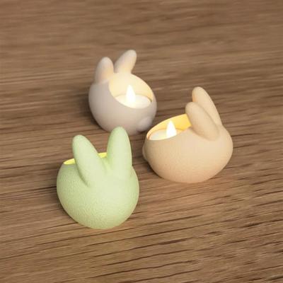 3 adet Sevimli Paskalya Tavşanı Tealight Mumluk, Paskalya Tavşanı Fincan Mumluk, Eğlenceli Tavşan Mum Tabanı