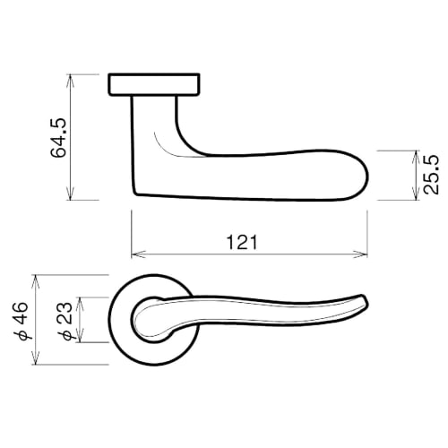 Kawaguchi Giken Lever Handle, High Lever Lock, Blister Pack, Satin Gold, DAL-32-1M-SG