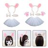 Sheep Costume Set Sheep Ears Headband Plush Tail Bowtie Sheep Hair Hoop Set Mesh Skirt for Halloween Costume Cosplay