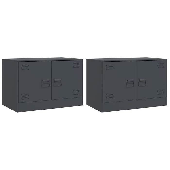 VidaXL Meubles TV 2 pcs anthracite 67x39x44 cm acier, banc TV, meuble télé, meuble multimédia, buffet TV, meuble hifi, 841636