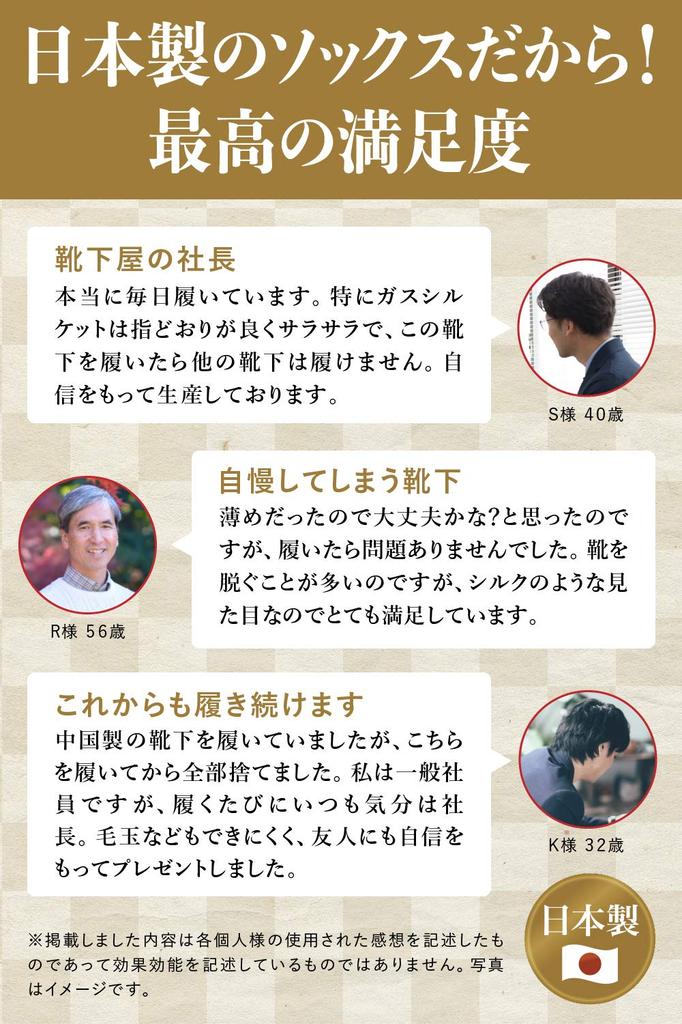 Authentic Made in Japan and Gas Mercerized Crew Length 5 Sizes Men's Socks, [President's Socks]. Comfortable, Deodorizing, Barrier-Resistant,