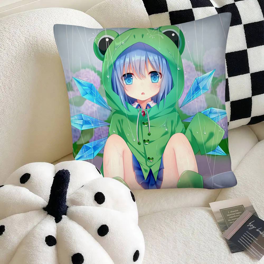 Touhou Project Cirno Cute Girl Pillow Case Square Pillow Bedroom Sofa Leisure Comfort Cushion Car Home Decoration