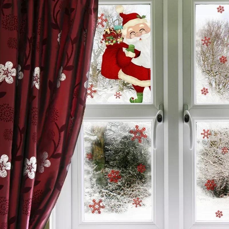 Christmas Style Snowflake Santa Claus Wall Stickers Electrostatic Window Window Double-sided Visual Home Party Decoration