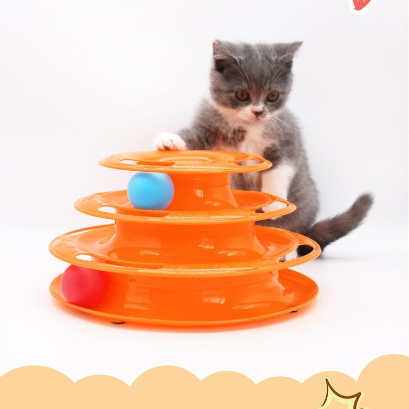 Funny Cat Pet Toy Cat Ball Toys Intelligence Triple Play Disc Cat Toy Balls Tower Tracks with Balls Toy Pet Product